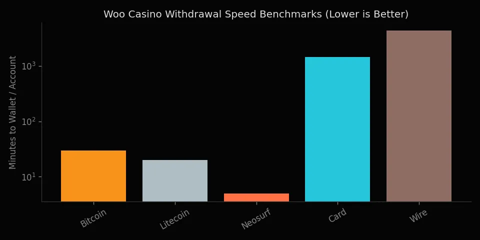 How withdrawal speed changes by method at Joe Fortune