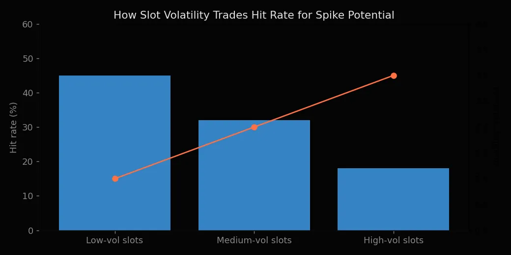 How slot volatility trades hit rate for spike potential at Joe Fortune